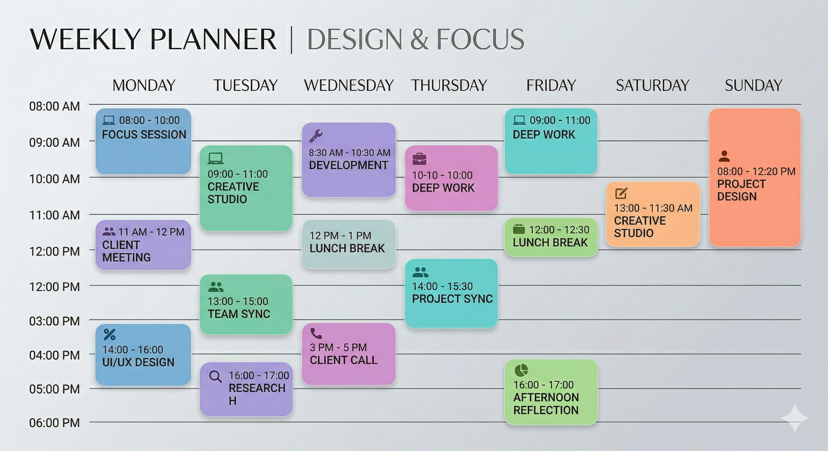 Un horario personalizable que organiza y programa tareas y descansos.